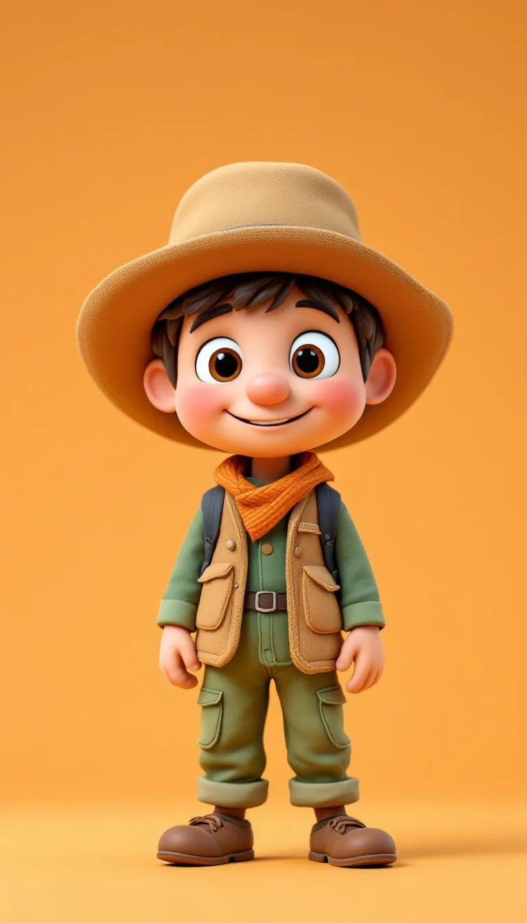 An original clay explorer character in a pine-green outfit